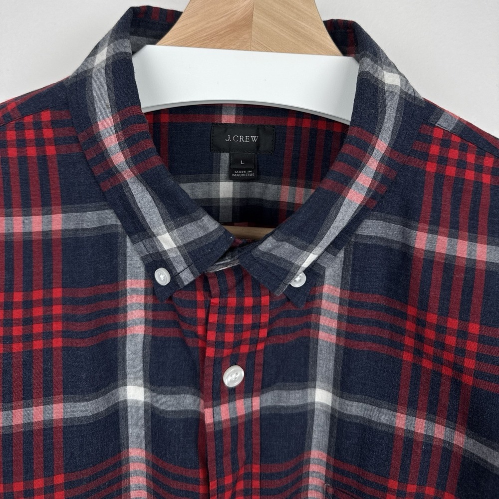 J.Crew Men's Large Navy Red Plaid Button Down Shirt